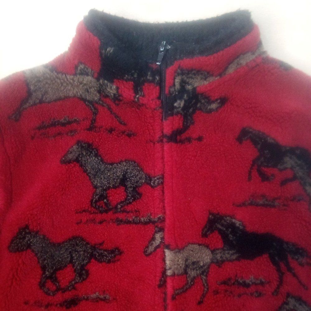 Vintage Black Mountain Horses AOP Fleece Zipper Jacket